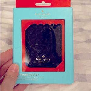 NWT Kate Spade black sticker pocket for phone